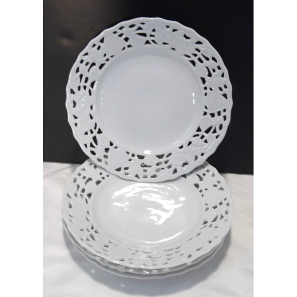 Vintage Mitterteich Bavaria white porcelain Set of four 7" Plates 2070 W Germany